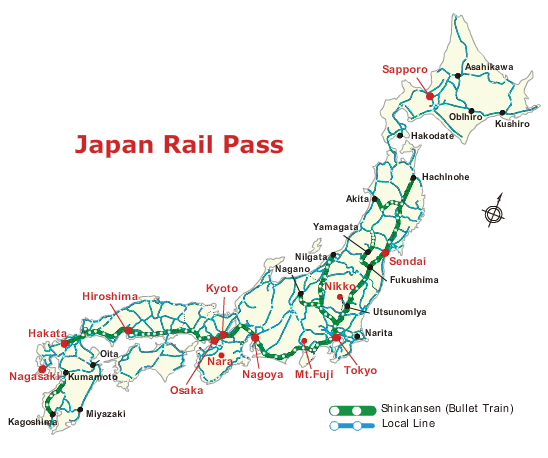 Linha shinkansen JR Pass