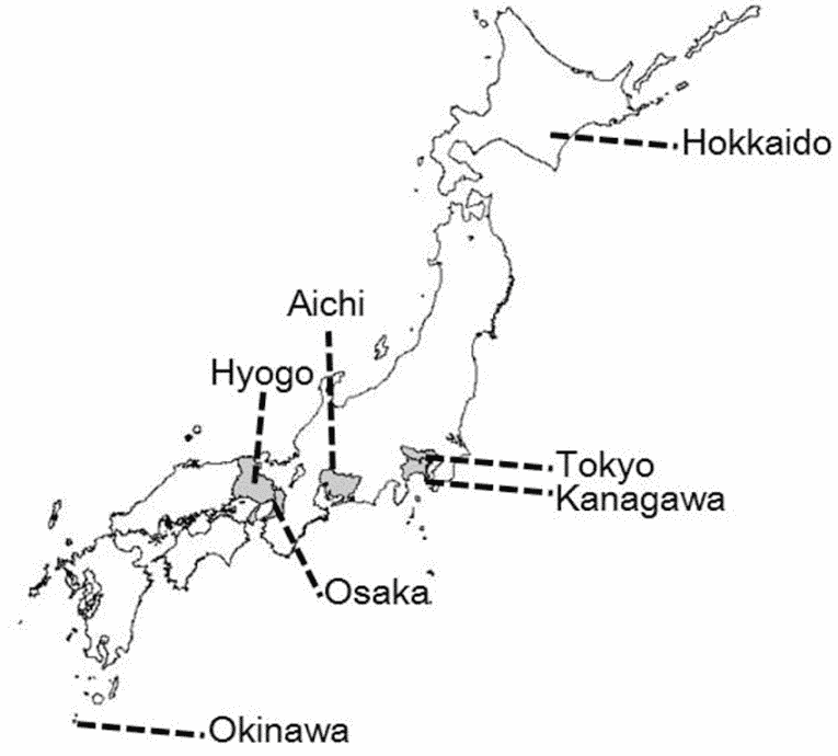 Mapa região central do Japão